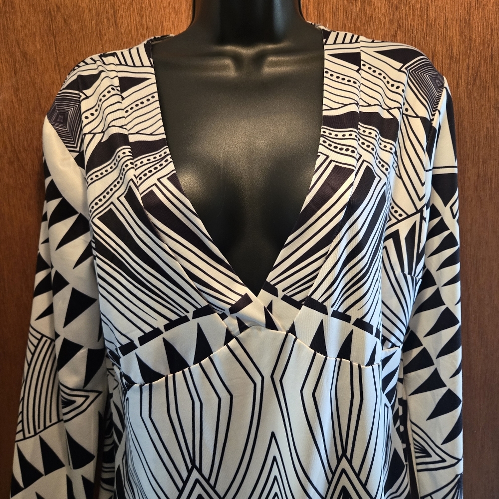 Gorgeous black & white geometric kimono style dress szXL no brand - Picture 3 of 8